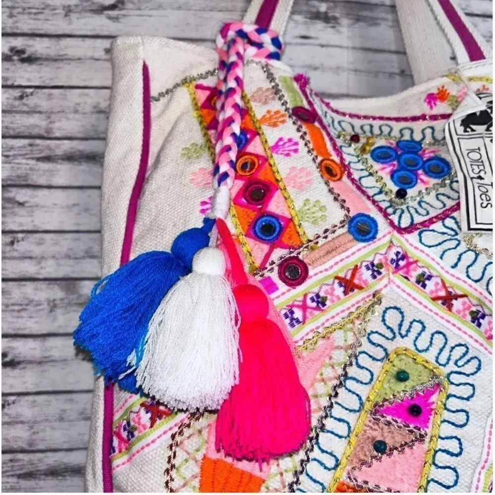 Camel Threads Gypsy Embroidered Large Tote Bag - Picture 6 of 12
